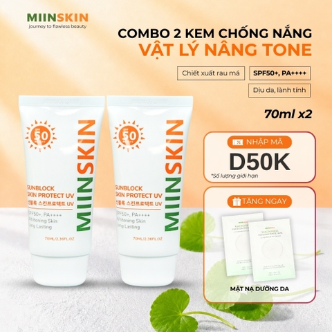 Combo 2 Kem Chống Nắng Nâng Tone, Bảo Vệ Da MIINSKIN PROTECT UV SUN BLOCK