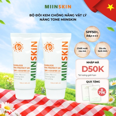 Combo 2 Kem Chống Nắng Nâng Tone, Bảo Vệ Da MIINSKIN PROTECT UV SUN BLOCK