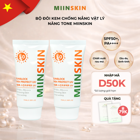 Combo 2 Kem Chống Nắng Nâng Tone, Bảo Vệ Da MIINSKIN PROTECT UV SUN BLOCK