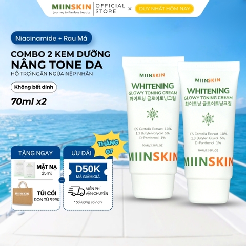 Combo 2 Kem Dưỡng Da Nâng Tone Và Ngừa Nếp Nhăn Miinskin - Miinskin Whitening Glowy Toning Cream