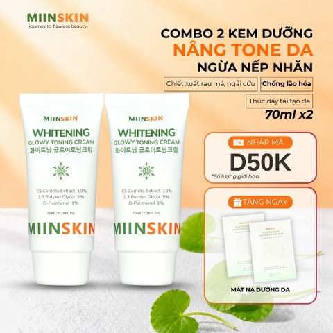 Combo 2 Kem Dưỡng Da Nâng Tone Và Ngừa Nếp Nhăn Miinskin - Miinskin Whitening Glowy Toning Cream
