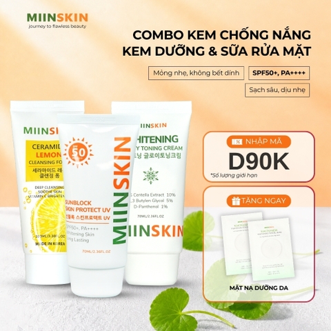 Combo 3 sữa rửa mặt chanh + kem chống nắng + kem dưỡng trắng 70ML Miinskin
