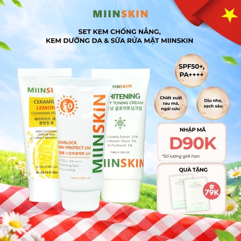 Combo 3 sữa rửa mặt chanh + kem chống nắng + kem dưỡng trắng 70ML Miinskin
