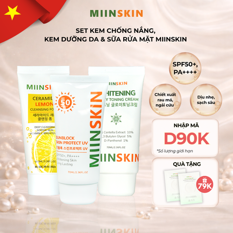 Combo 3 sữa rửa mặt chanh + kem chống nắng + kem dưỡng trắng 70ML Miinskin