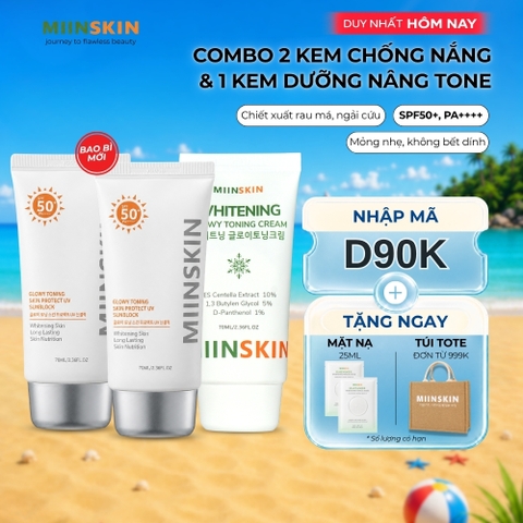 Combo 2 kem chống nắng vật lý 70ml và 1 kem dưỡng nâng tone 70ml Miinskin