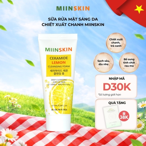 Sữa rửa mặt sáng da chiết xuất chanh Miinskin - Miinskin Ceramide Lemon Cleansing Foam
