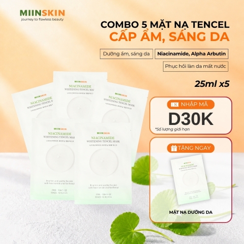 Combo 5 Mặt nạ tencel cấp ẩm, sáng da - Miinskin Niacinamide Whitening Tencel Mask