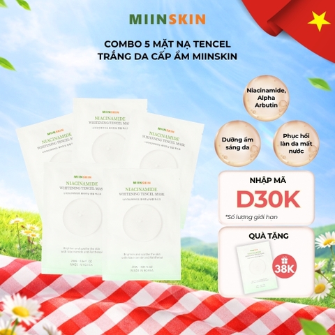 Combo 5 Mặt nạ tencel cấp ẩm, sáng da - Miinskin Niacinamide Whitening Tencel Mask