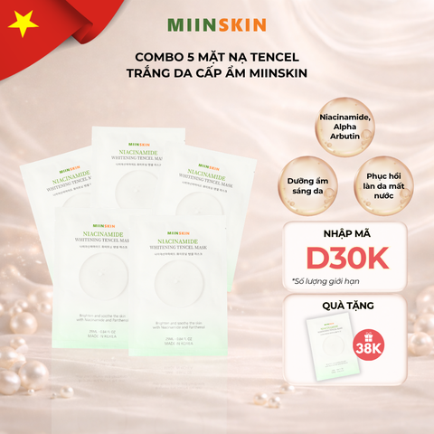 Combo 5 Mặt nạ tencel cấp ẩm, sáng da - Miinskin Niacinamide Whitening Tencel Mask