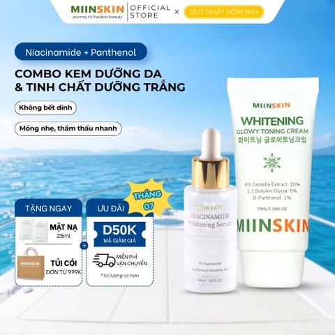 Combo dưỡng trắng da Serum Miinskin 5% Niacinamide + Kem dưỡng trắng nâng tone 70ml