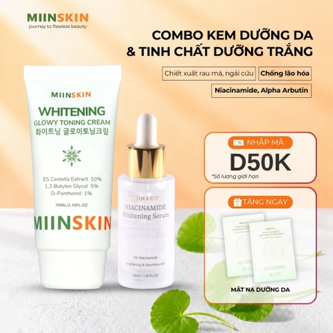 Combo dưỡng trắng da Serum Miinskin 5% Niacinamide + Kem dưỡng trắng nâng tone 70ml