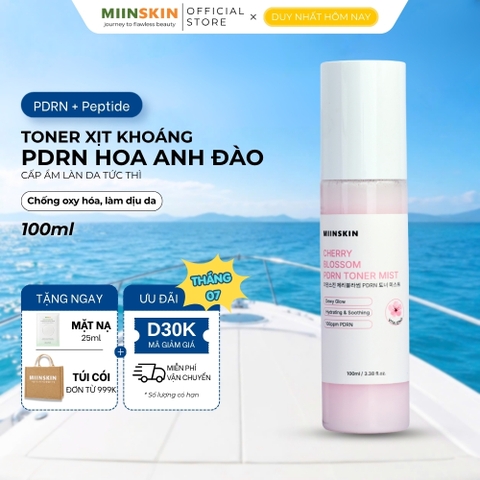 Toner Miinskin dạng xịt khoáng PDRN Hoa anh đào