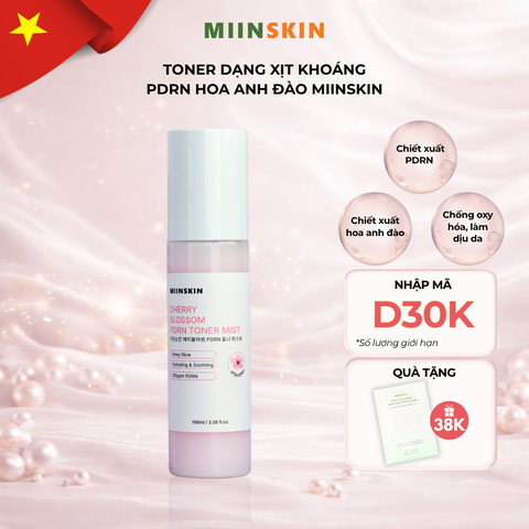 Toner Miinskin dạng xịt khoáng PDRN Hoa anh đào