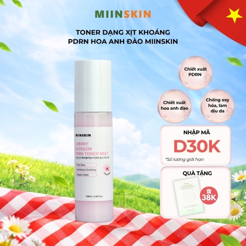 Toner Miinskin dạng xịt khoáng PDRN Hoa anh đào