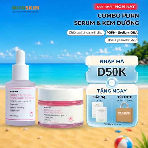 Combo serum và kem dạng thạch PDRN Hoa anh đào MIINSKIN