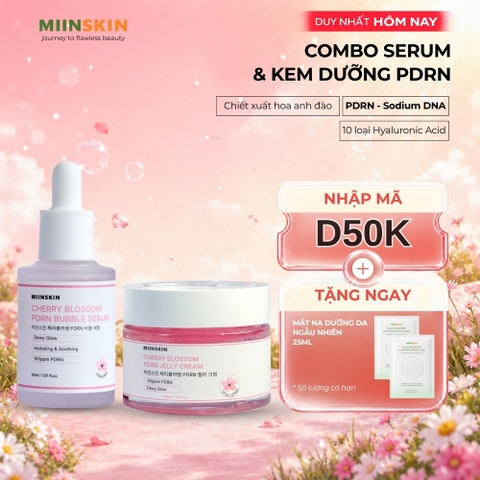 Combo serum và kem dạng thạch PDRN Hoa anh đào MIINSKIN