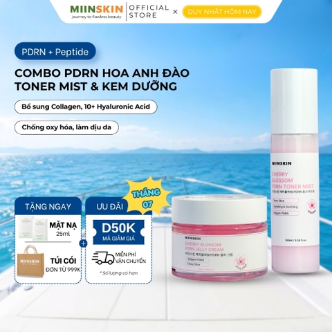Combo toner dạng xịt khoáng và kem dạng thạch PDRN Hoa anh đào MIINSKIN