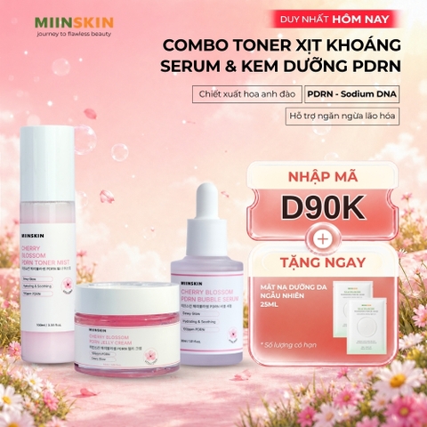 Combo 3 sản phẩm PDRN Hoa anh đào MIINSKIN (Toner xịt khoáng + Serum + Kem dưỡng)