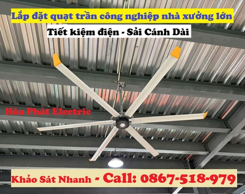Lắp đặt quạt trần công nghiệp cho nhà xưởng lớn