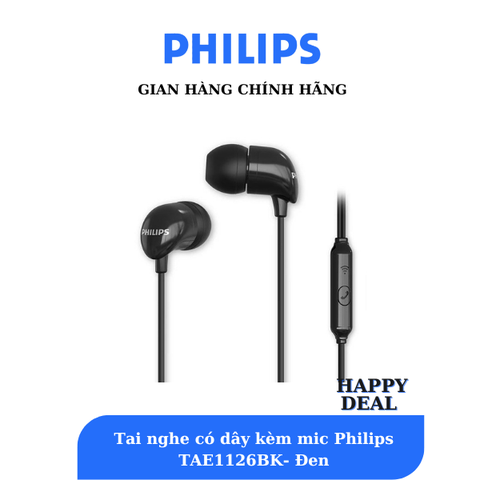 Tai Nghe Nhét Tai Có Micrô Philips TAE1126BK- Màu đen