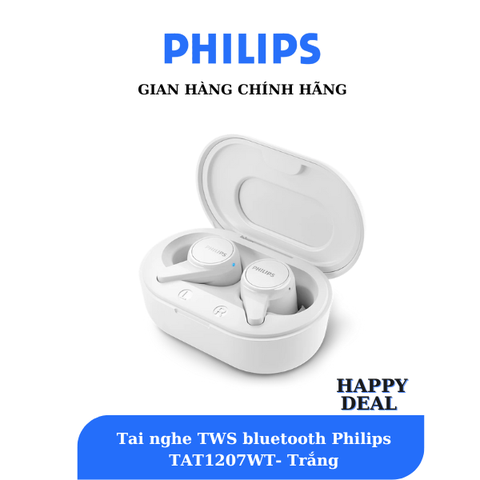 Tai Nghe Bluetooth True Wireless Philips TAT1207WT- Màu trắng