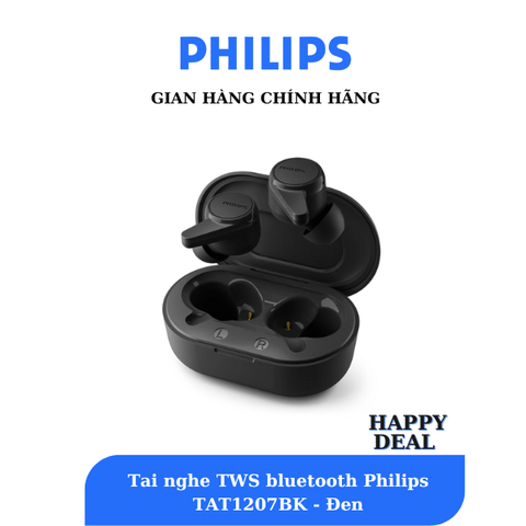 Tai Nghe Bluetooth True Wireless Philips TAT1207BK- Màu đen