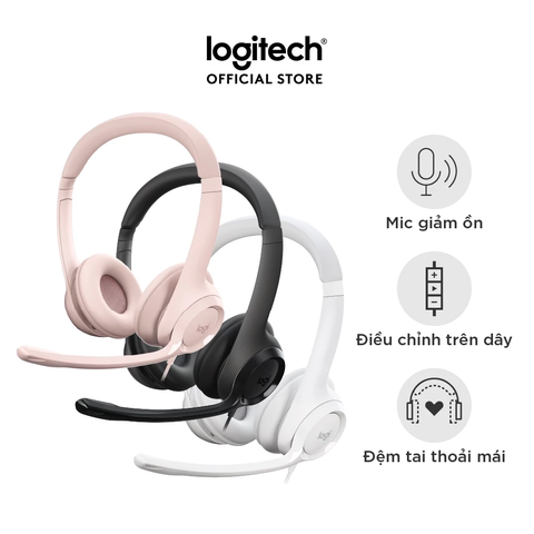 [Chính Hãng] Tai nghe có dây Logitech H390 Màu hồng- Mic giảm ồn, quai đeo, chụp tai có đệm, kết nối USB-A-BH 1 năm