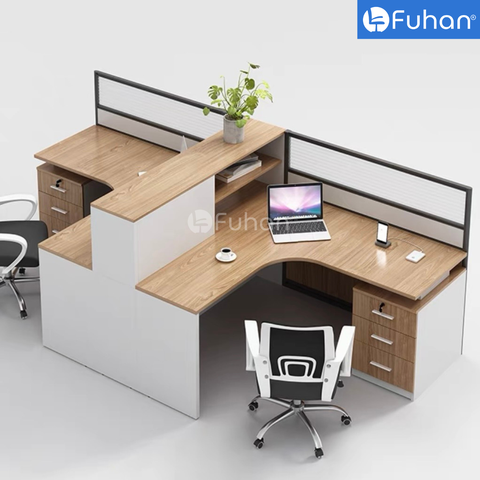 Module bàn làm việc 2 người vách nhôm kính Noka VK2714-2N-L