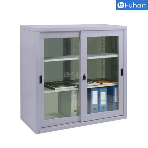 Tủ tài liệu sắt thấp cánh kính lùa TSK-05A-2CKL