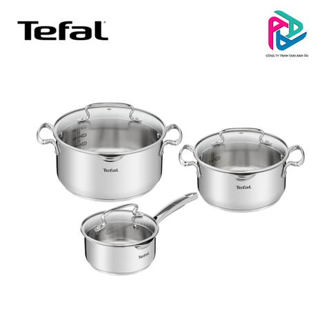 Bộ 3 nồi Tefal Duetto Plus (Quánh 16cm - 1.4L, Nồi 20cm - 2.8L, Nồi 24cm - 4.9L)