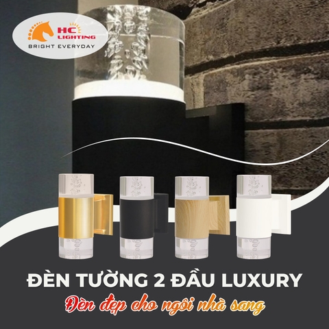 Đèn tường 2 đầu, hoa văn bọt nước vỏ vân gỗ