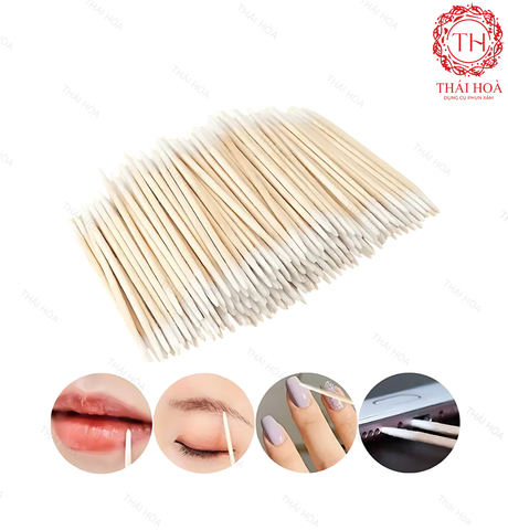 Tăm Bông Tém Dạng Gỗ Chuyên Trong Phun Xăm