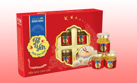 Yến sào Ban Mai - tổ yến chưng đông trùng Hộp quà tặng 6 hũ