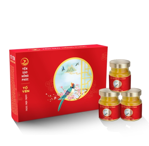 Yến sào Hồng Phúc - Tổ yến chưng đông trùng chiết xuất Hộp quà tặng 6 hũ
