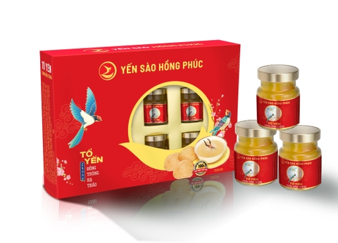Yến sào Hồng Phúc - Tổ yến chưng đông trùng chiết xuất Hộp quà tặng 6 hũ