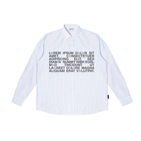 MONAT BLUE Áo sơ mi Graphic Lorem chất Oxford kẻ sọc unisex