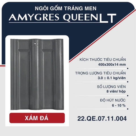 Ngói gốm tráng men Á MỸ QUEEN LT2 (2 lỗ vít) - 006 - ĐỎ TRUYỀN THỐNG