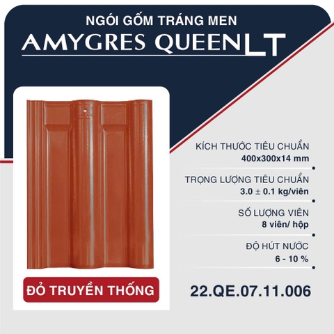 Ngói sóng tráng men Á MỸ QUEEN LT (2 lỗ vít) - 006 - ĐỎ TRUYỀN THỐNG