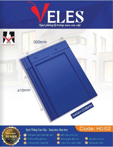 Ngói phẳng G Veles HG02 - xanh coban