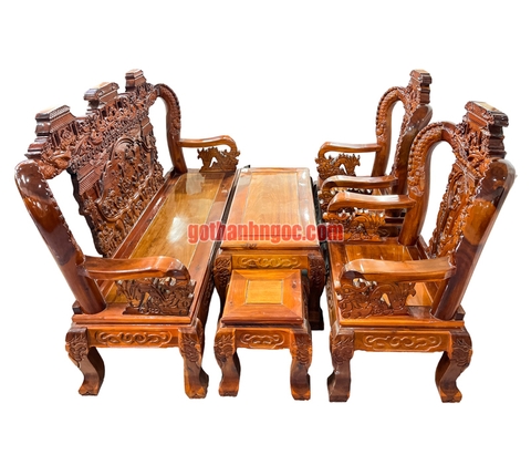 Bộ salon bàn ghế cá chép hóa rồng gỗ tràm giá rẻ