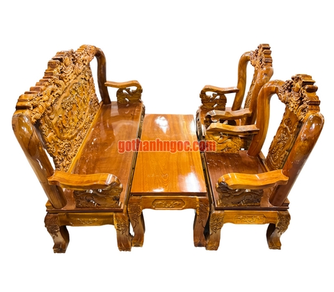 Bộ bàn ghế rồng bát tiên gỗ tràm 4 món tay 10 giá rẻ