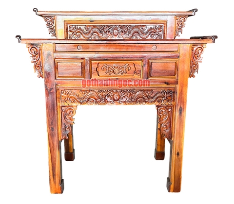 Bàn thờ 2 tầng 126x130x60 gỗ tràm