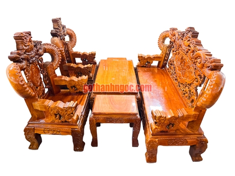 Bộ bát tiên gỗ bên chạm rồng tay khuỳnh 12cm 6 món