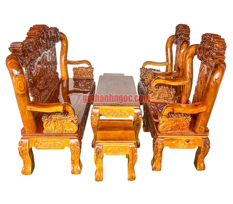 Bộ salon rồng bát tiên tay 12 gỗ tràm 6 món TN06