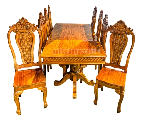 Bộ bàn ăn 8 ghế gỗ tràm bông vàng giá rẻ TN01