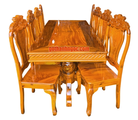 Bộ bàn ăn Mã Đáo Thành Công gỗ tràm 8 ghế