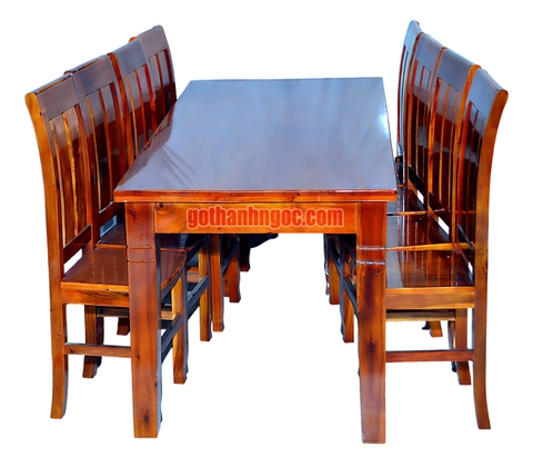 Bộ bàn ăn 8 ghế gỗ tràm BA15 thiết kế đơn giản