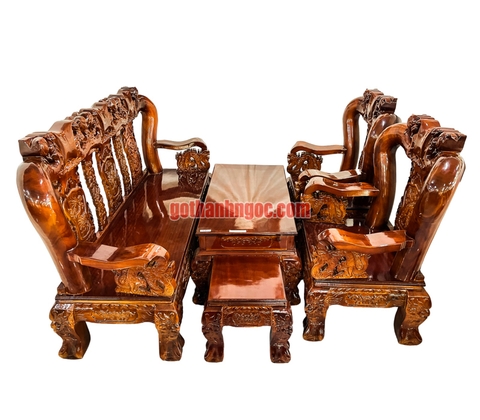 Bộ bàn ghế đào giá rẻ gỗ tràm 6 món cột tay 14