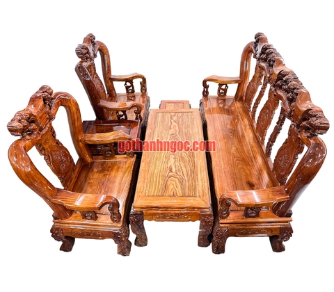 Bộ bàn ghế đào tiên gỗ cẩm lai 6 món tay 12