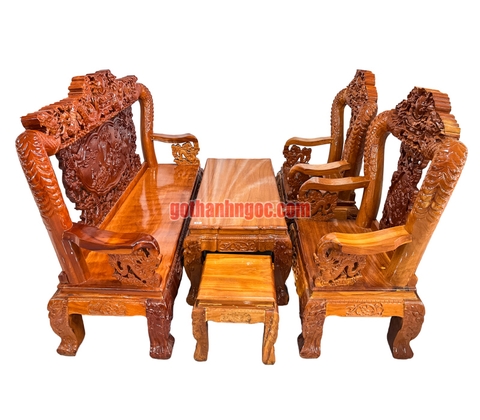 Bộ bàn ghế salon rồng bát tiên gỗ bên giá rẻ 6 món tay 12
